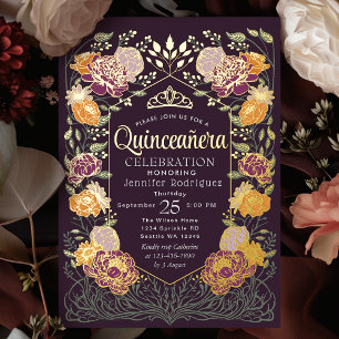 Purple Enchanted Garden Floral Quinceanera