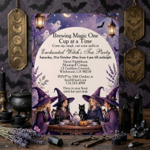 Purple Enchanted Witch Tea Party Midnight Moonlit 