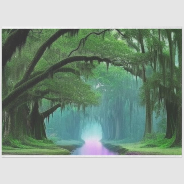 Purple Enchanting Bayou Louisiana Decoupage  Tissue Paper (Front)