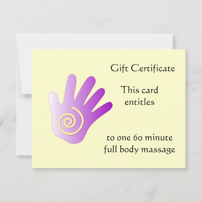 Purple Energy Hand Gift Certificate (Front)