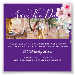 Purple Engagement Photo Save the Date BUDGET