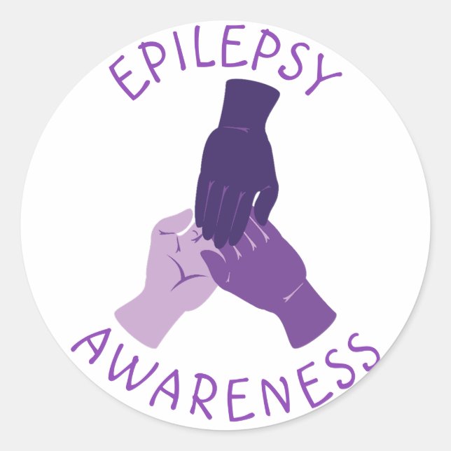 Purple Epilepsy Awareness Hands Support Classic Round Sticker (Front)