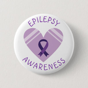 Purple Epilepsy Awareness Heart Ribbon Support 2 Inch Round Button