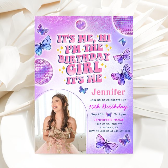 Purple Eras Birthday Party Photo Invitation (Creator Uploaded)