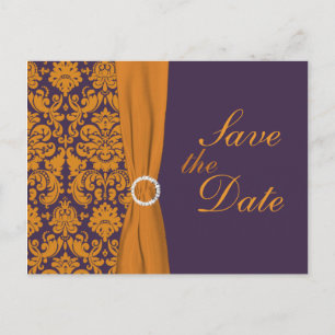 Purple et Orange Damask Enregistrer la carte Date