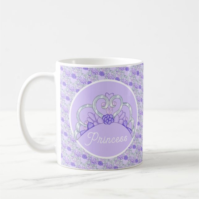 Purple et Silver Tiara Mug personnalisable (Gauche)