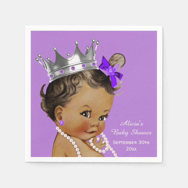 Purple Ethnic Princess Baby Shower Personalized Napkin (Front)