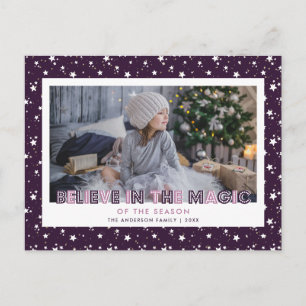 Purple Etoiles De Neige Croire Photo Holiday Carte