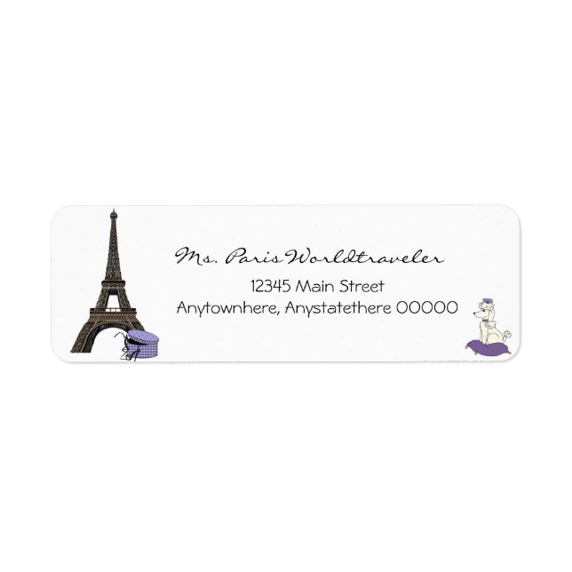 Purple Evening in Paris Eiffel Tower Address Label (Front)
