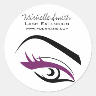 Purple Eye long eyelashes Lash extension  icon Classic Round Sticker