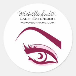 Purple Eye long eyelashes Lash extension  icon Classic Round Sticker