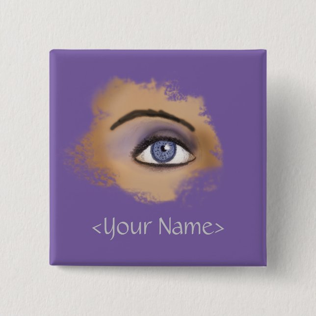 Purple Eye Makeup 2 Inch Square Button (Front)