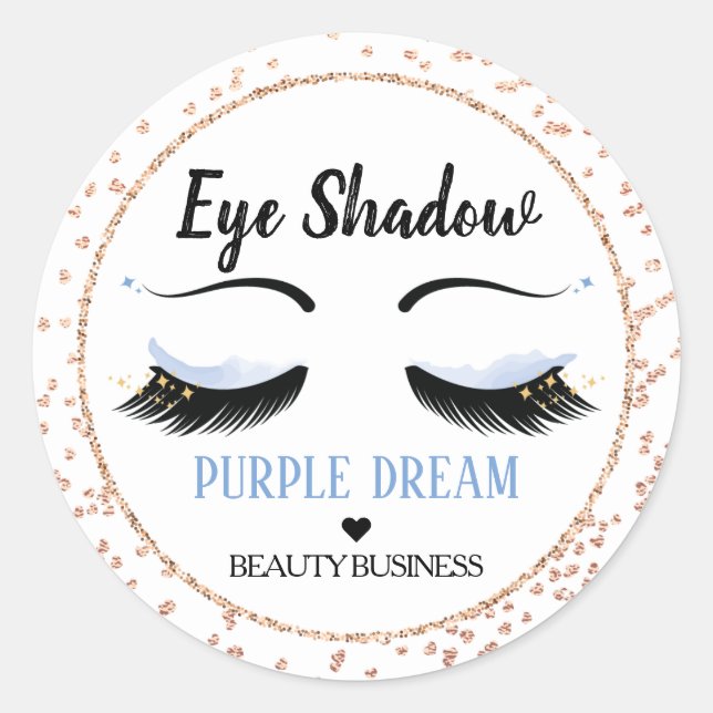 Purple Eye Shadow Glitter Lashes Sticker Label (Front)
