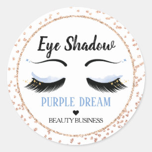 Purple Eye Shadow Glitter Lashes Sticker Label
