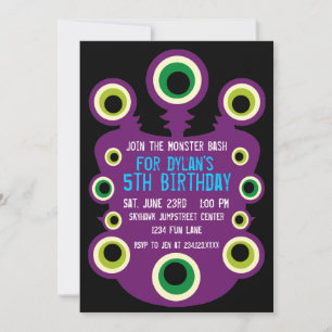 Purple Eyes Monster Invitations de fête d'annivers