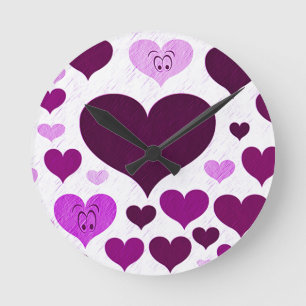 Purple,Eyes of Love_ Round Clock