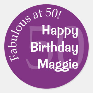 Purple Fabulous à 50 Round Sticker