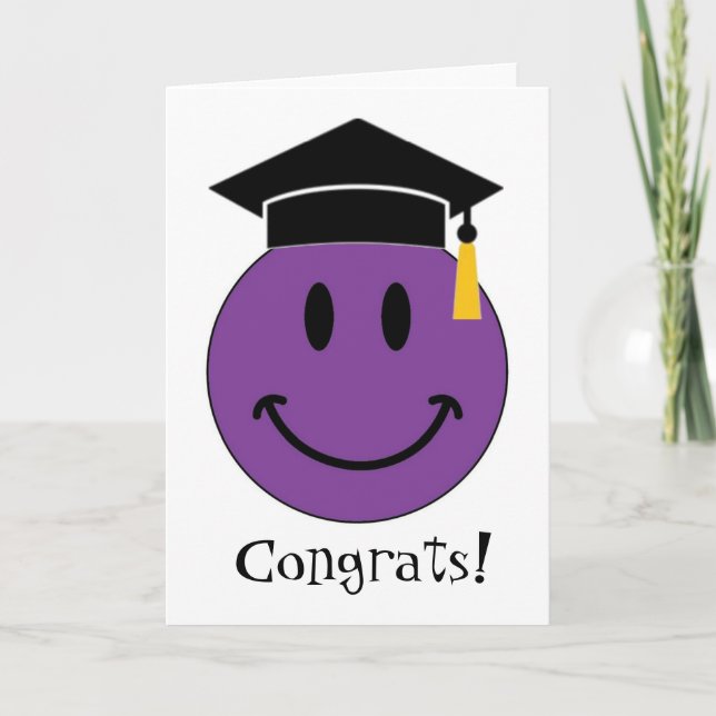 Purple Face Graduation (Customizable) Card (Front)