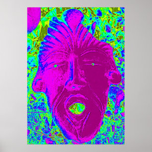 purple face open mouth poster