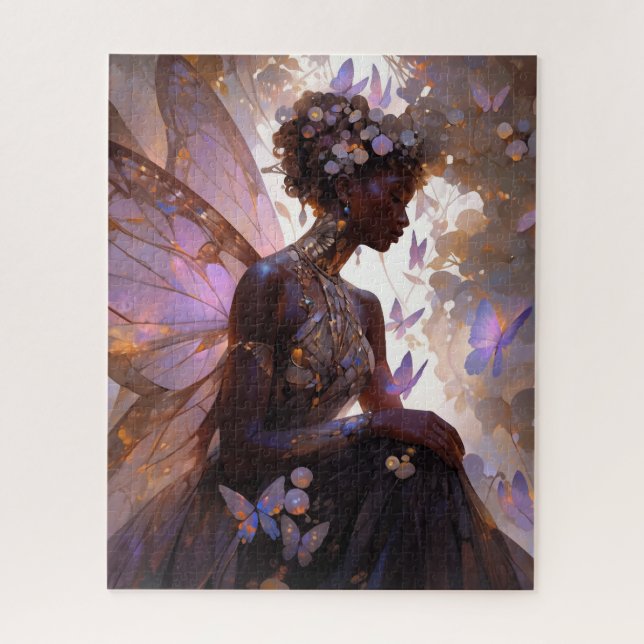 Purple Fairy African American Fantasy Art Jigsaw Puzzle (Vertical)