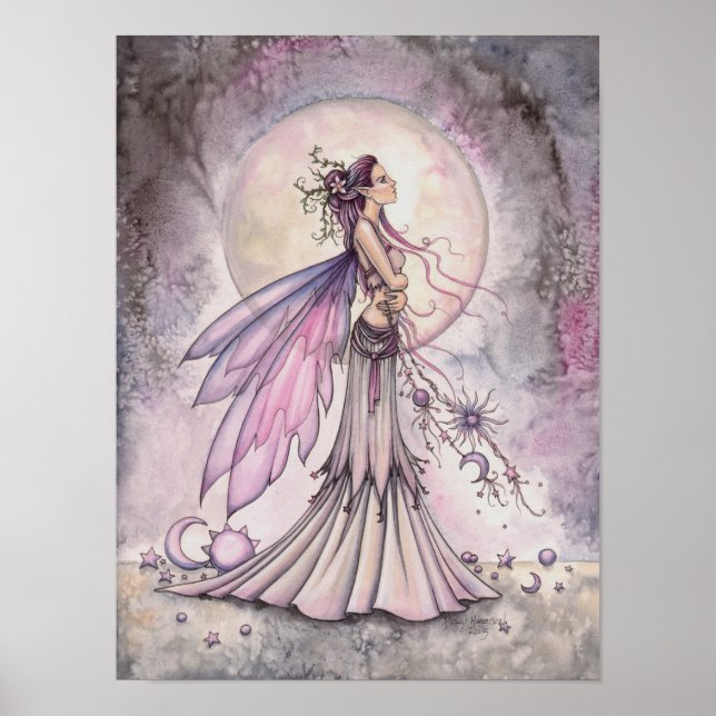 Purple Fairy Fantasy Art Illustration Poster (Front)