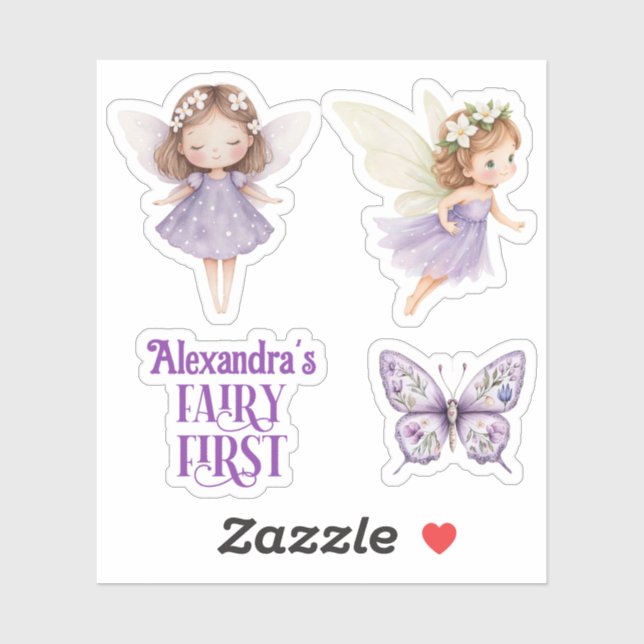 Purple Fairy First Customizable Party Favour (Sheet)