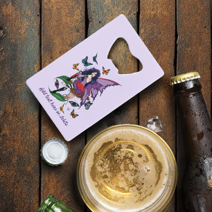 Purple Fairy Mushroom Butterflies Credit Card Bottle Opener