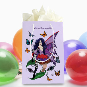 Purple Fairy Mushroom Butterflies Medium Gift Bag