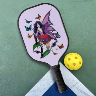Purple Fairy Mushroom Butterflies  Pickleball Paddle