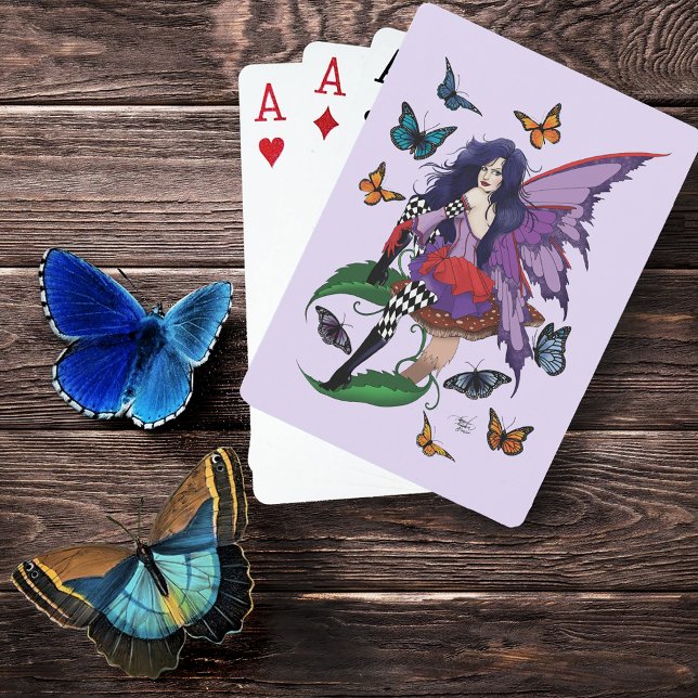 Purple Fairy Mushroom Butterflies Playing Cards (Creator Uploaded)