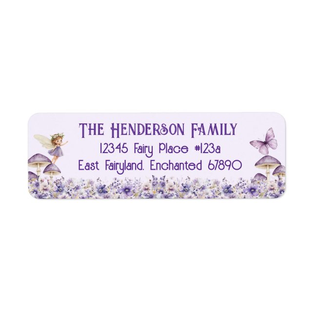 Purple Fairy Party Return Address Label (Devant)