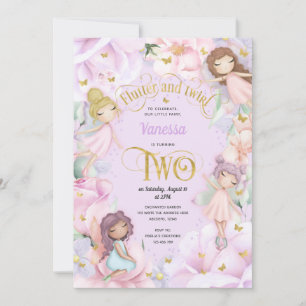 Purple Fairy themed, Girl 2nd birthday Invitation