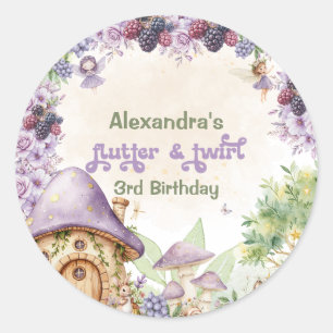 Purple Fairy Third Berry 3rd Birthday Classic Round Sticker