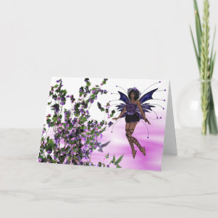 Purple Fairy with Hummingbirds Greeting Card