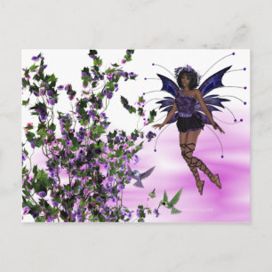 Purple Fairy with Hummingbirds Postcard 2