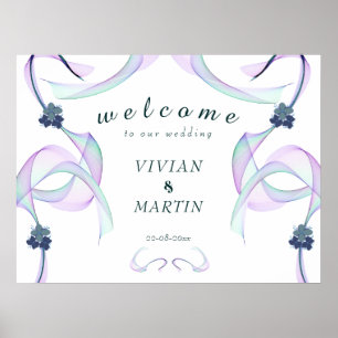 Purple Faith Mini Floral Wedding Welcome Poster