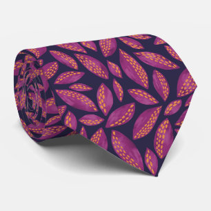Purple Fall Autumn Leaves Pattern Tie
