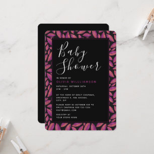 Purple Fall Leaves Baby Shower Invitation