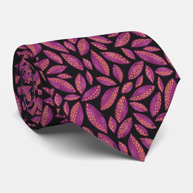 Purple Fall leaves pattern Tie (Rolled)