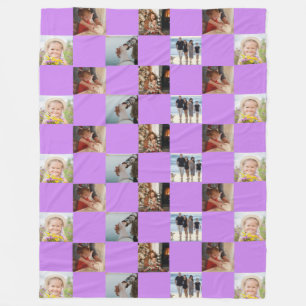 Purple Family Collage Photo Pattern Fleece Blanket