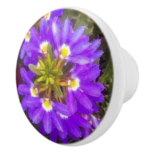Purple Fan-Flower Ceramic Knob