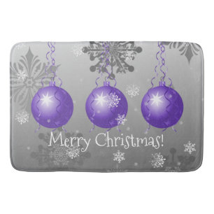Purple Fancy Christmas Ornament Bath Mat