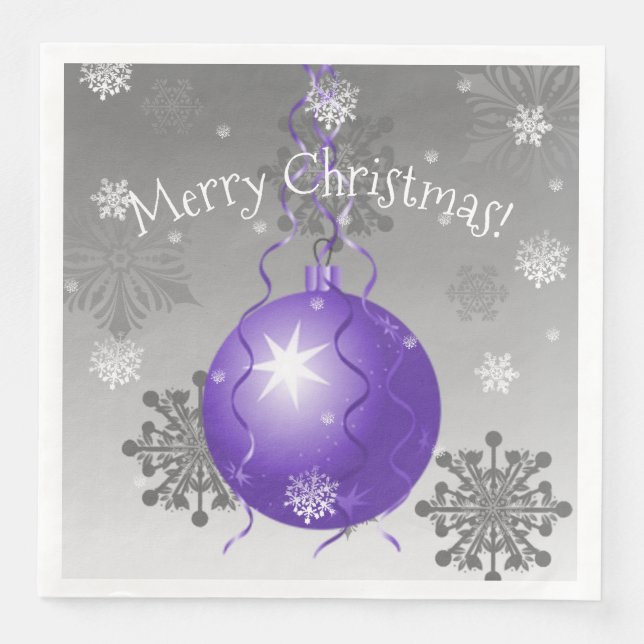 Purple Fancy Christmas Ornament Paper Napkin (Front)