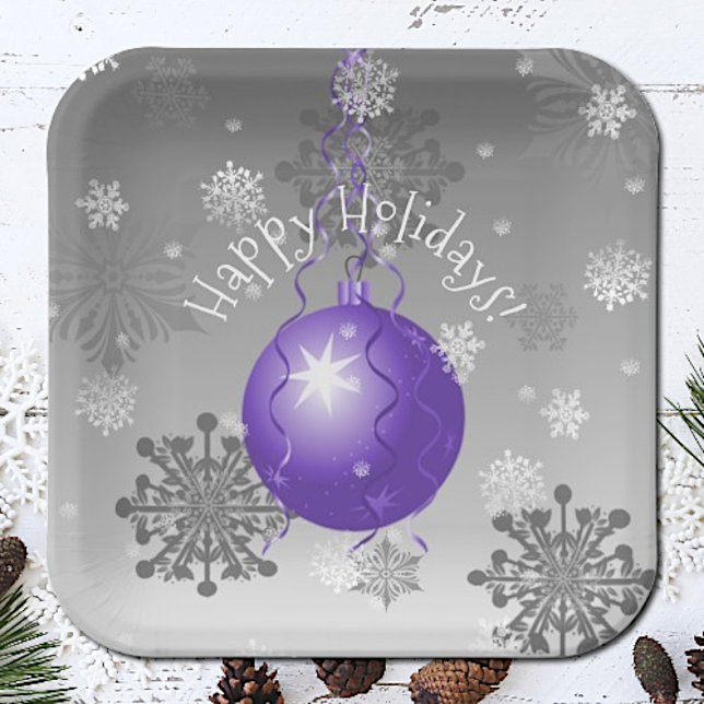 Purple Fancy Christmas Ornament Paper Plate (Purple Fancy Christmas Ornament Paper Plates)
