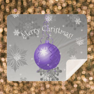 Purple Fancy Christmas Ornament Sherpa Blanket