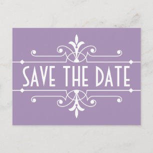 Purple Fancy Ornamental Enregistrer la date Carte 
