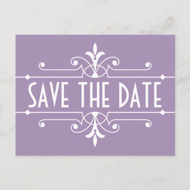 Purple Fancy Ornamental Enregistrer la date Carte  (Devant)