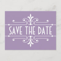 Purple Fancy Ornamental Save the Date Postcard