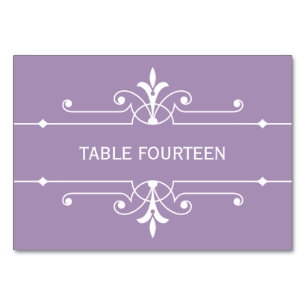 Purple Fancy Ornamental Wedding Table Card
