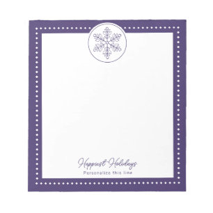 Purple Fancy Snowflake Personalized Holiday Notepad